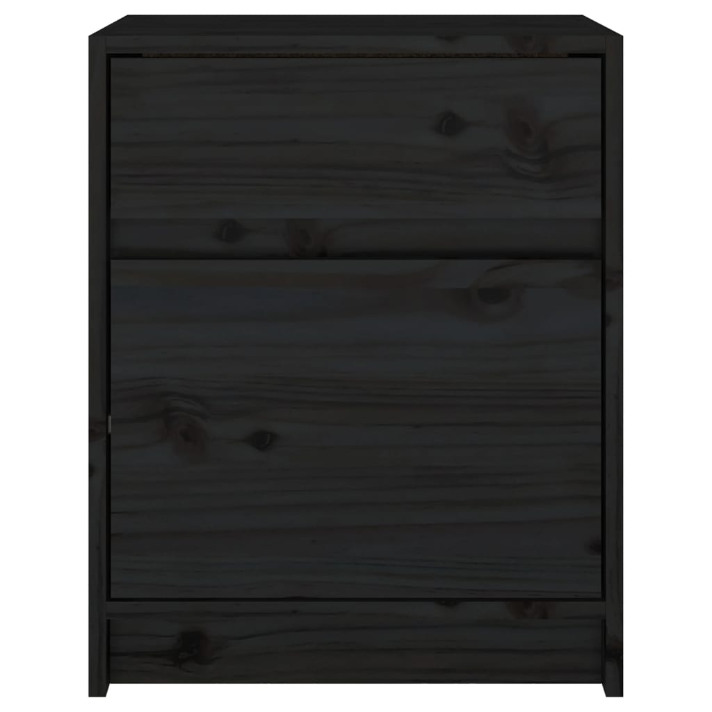 Nattbord 2 stk svart 40x31x50 cm heltre furu