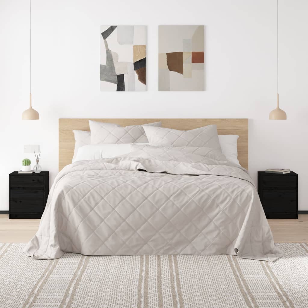 Nattbord 2 stk svart 40x31x50 cm heltre furu