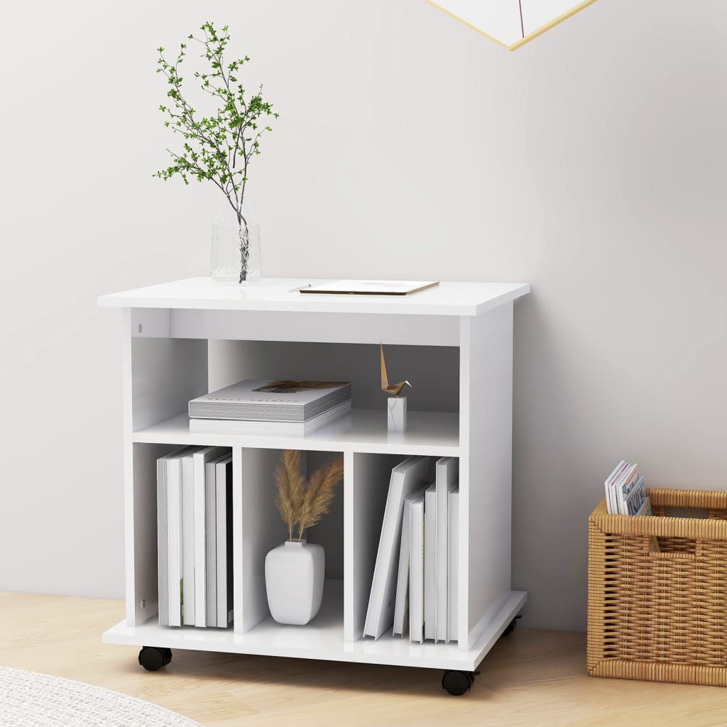 Rulleskap høyglans hvit 60x45x60 cm konstruert tre