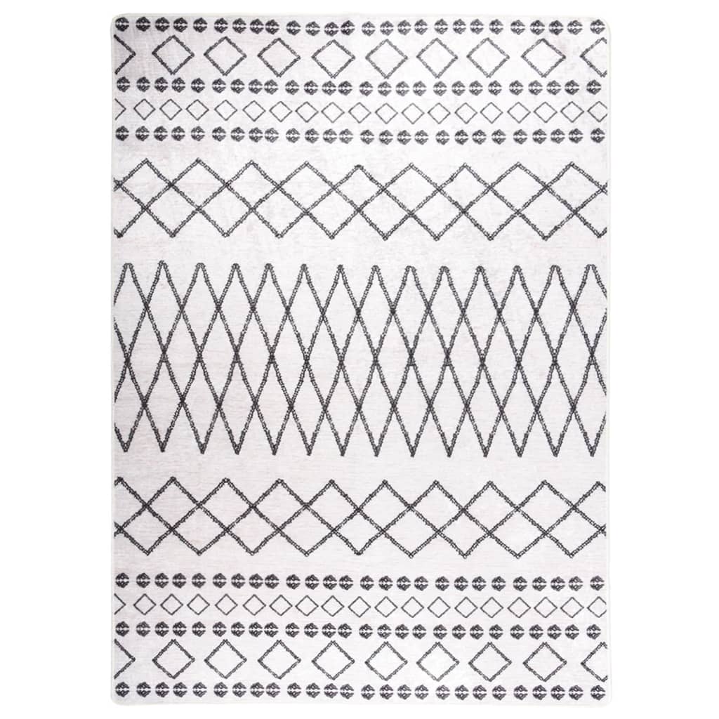 Vaskbart teppe 120x180 cm sklisikker svart og hvit