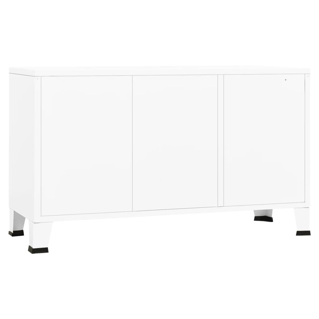 Industriell skjenk hvit 105x35x62 cm metall og glass