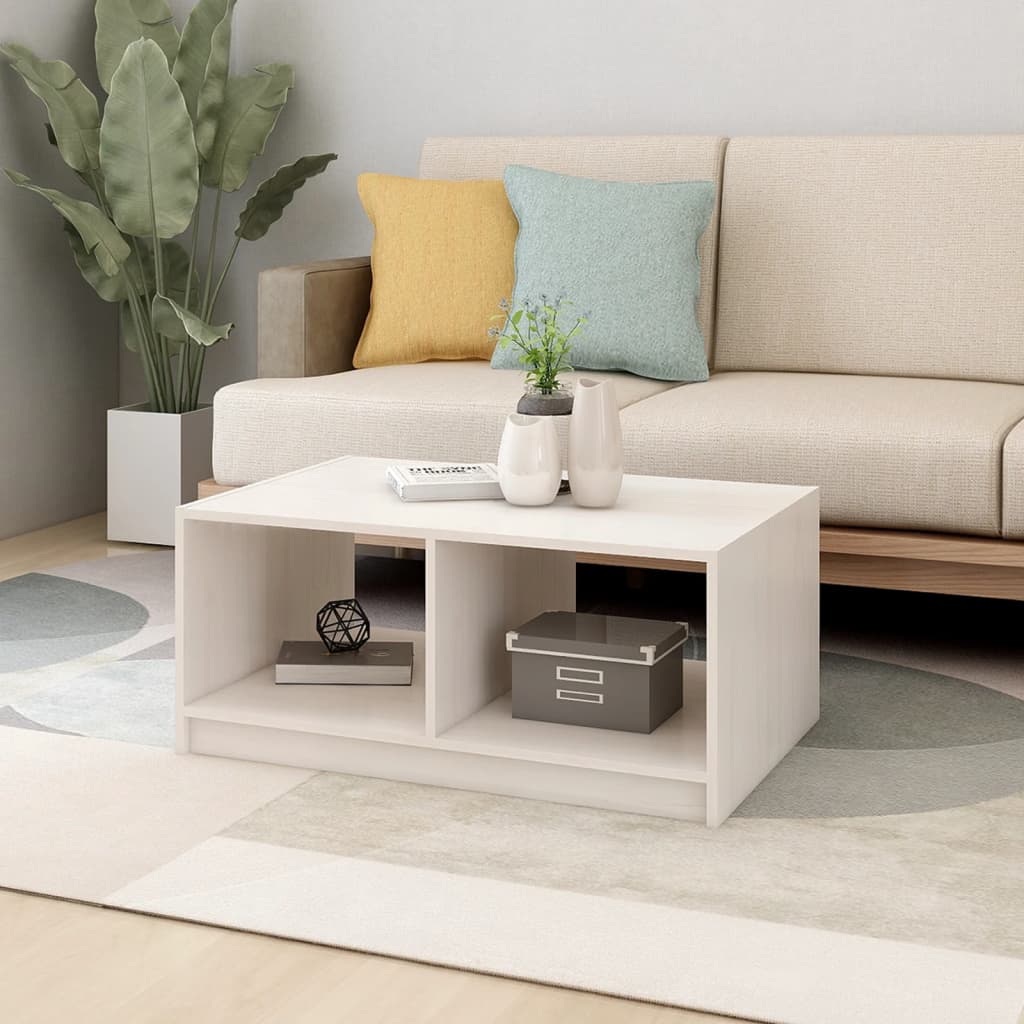Salongbord 75x50x33,5 cm heltre furu hvit