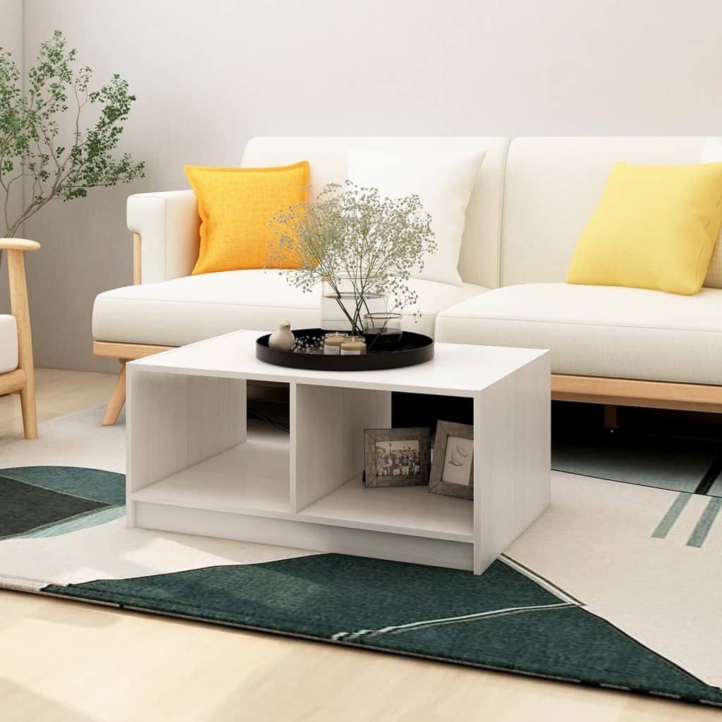 Salongbord 75x50x33,5 cm heltre furu hvit