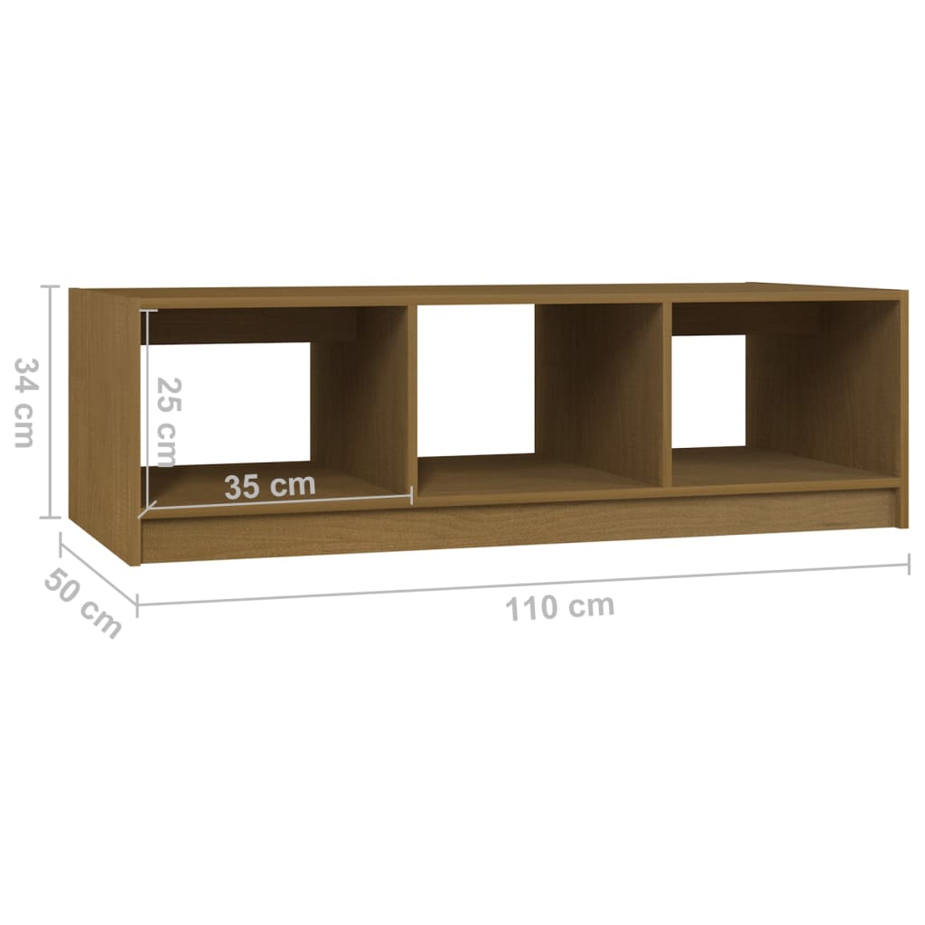 Salongbord 110x50x34 cm heltre furu honningbrun