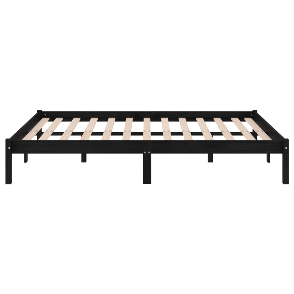 Sengeramme svart heltre furu 200x200 cm
