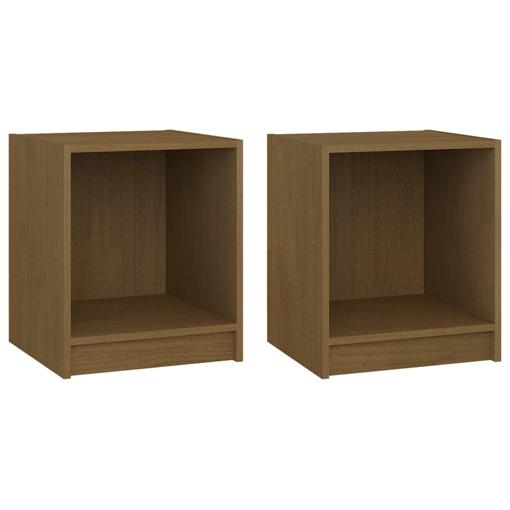 Nattbord 2 stk honningbrun 35,5x33,5x41,5 cm heltre furu