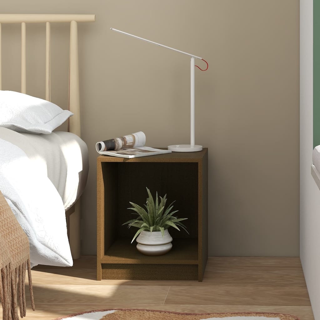 Nattbord 2 stk honningbrun 35,5x33,5x41,5 cm heltre furu