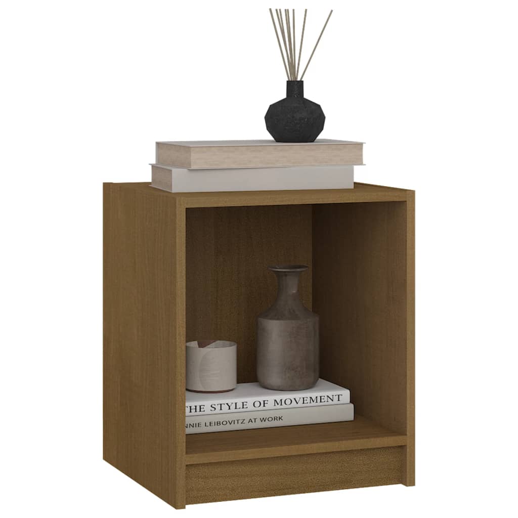 Nattbord 2 stk honningbrun 35,5x33,5x41,5 cm heltre furu