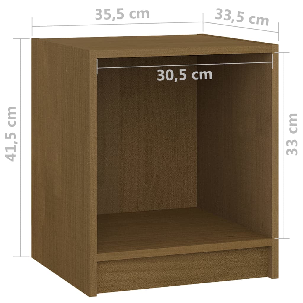Nattbord 2 stk honningbrun 35,5x33,5x41,5 cm heltre furu