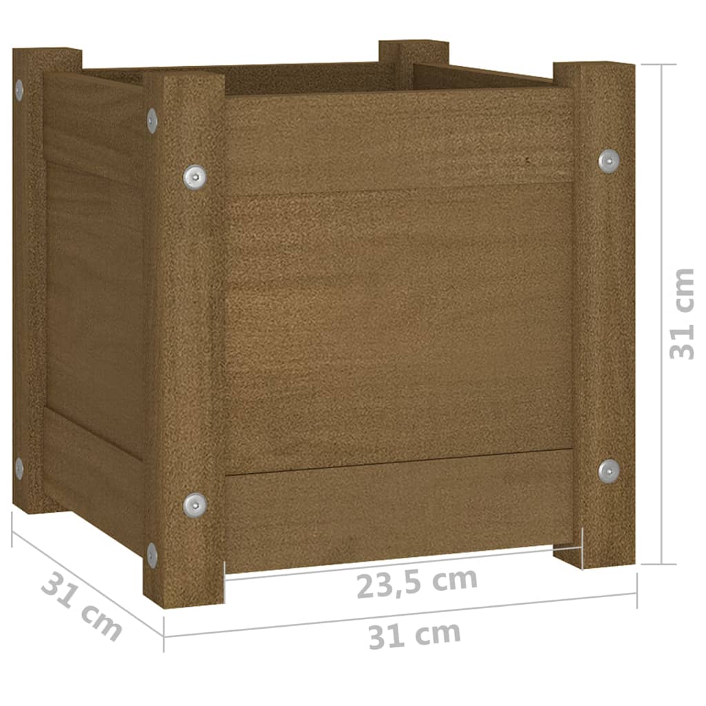 Plantekasse honningbrun 31x31x31 cm heltre furu