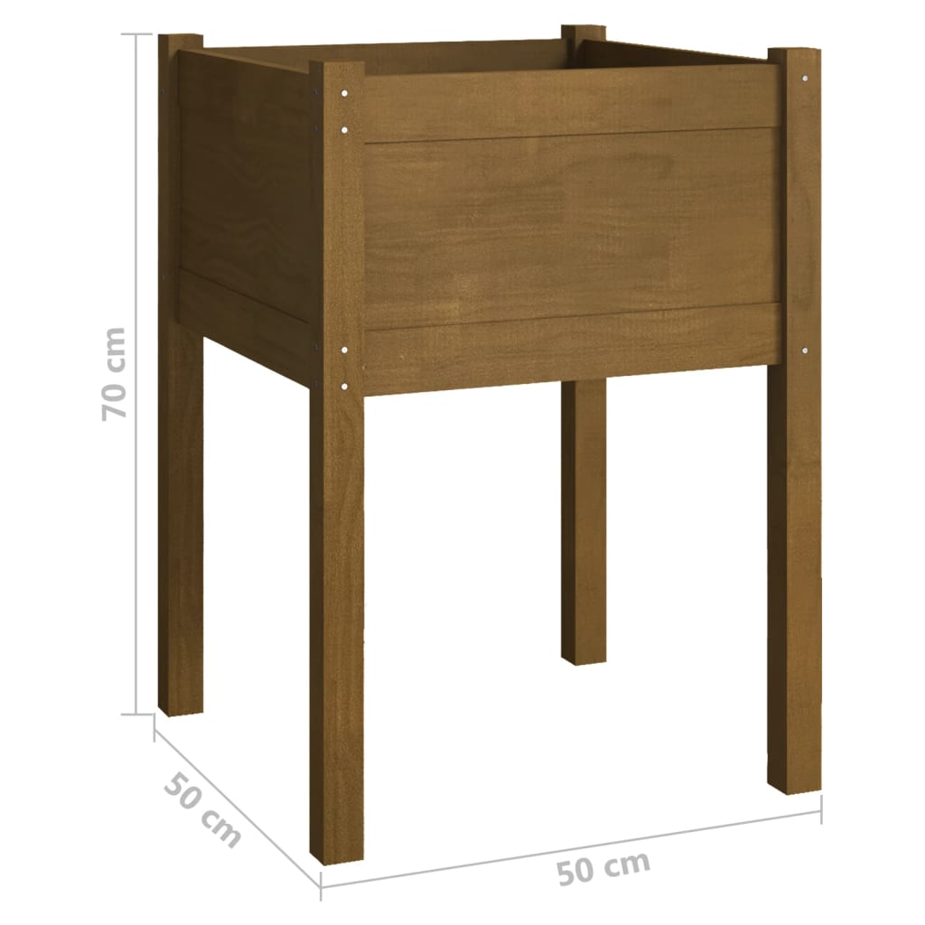 Plantekasser 2 stk honningbrun 50x50x70 cm heltre furu