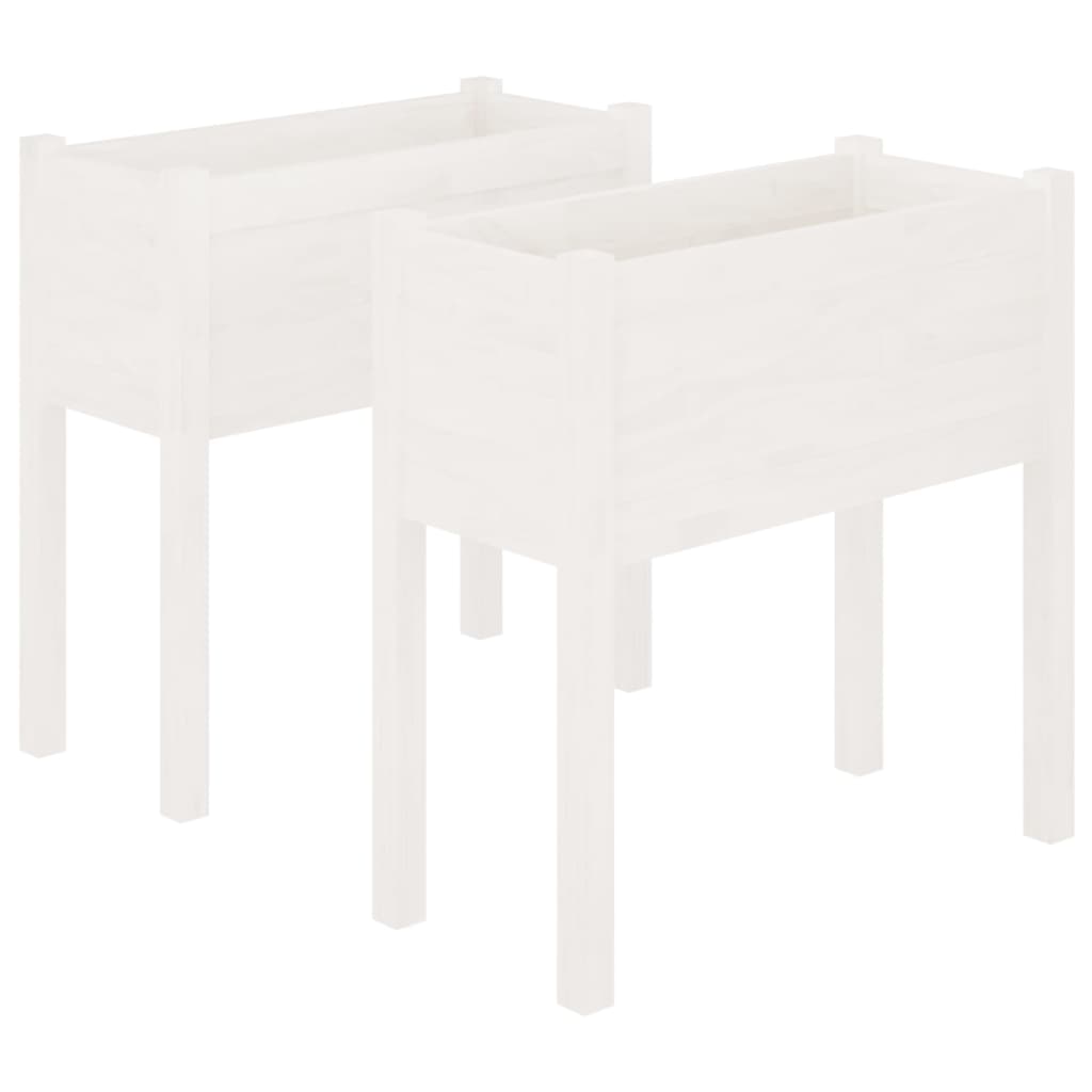 Plantekasser 2 stk hvit 70x31x70 cm heltre furu