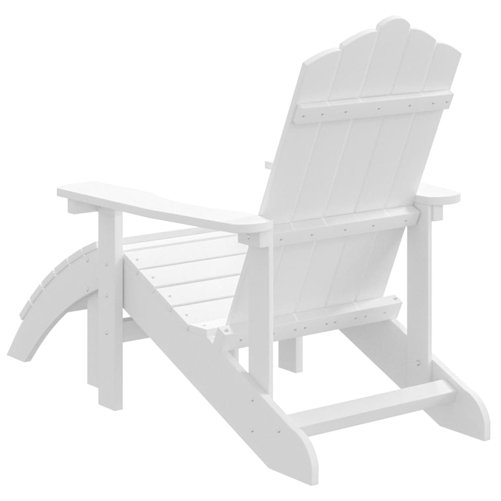 Adirondack hagestol med fotskammel HDPE hvit
