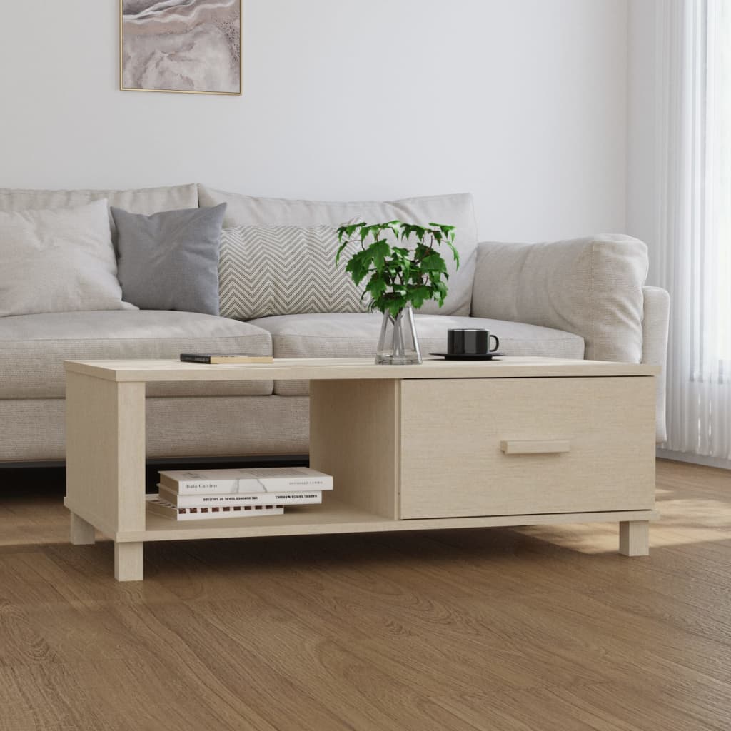 Salongbord HAMAR honningbrun 100x55x35 cm heltre furu