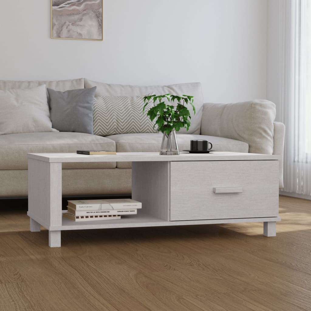 Salongbord HAMAR hvit 100x55x35 cm heltre furu