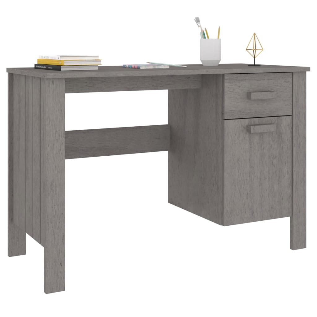 Skrivebord HAMAR lysegrå 113x50x75 cm heltre furu