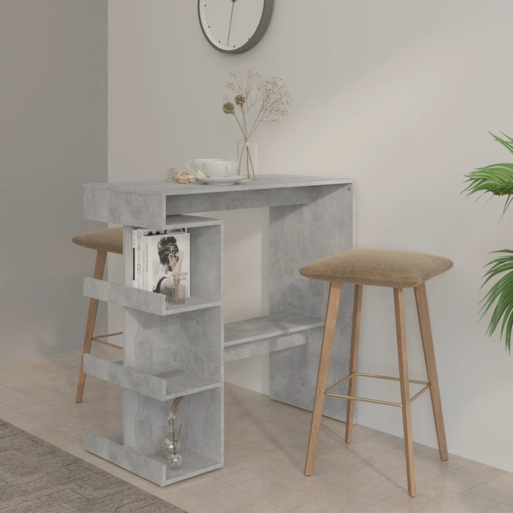 Barbord med oppbevaring betonggrå 100x50x101,5cm konstruert tre