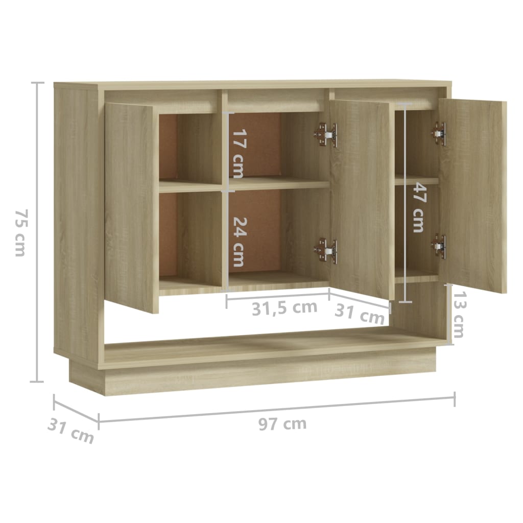 Skjenk sonoma eik 97x31x75 cm konstruert tre