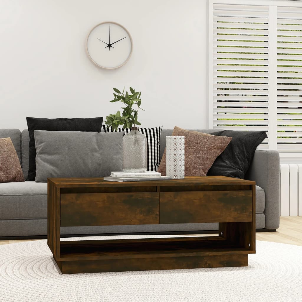 Salongbord røkt eik 102,5x55x44 cm konstruert tre