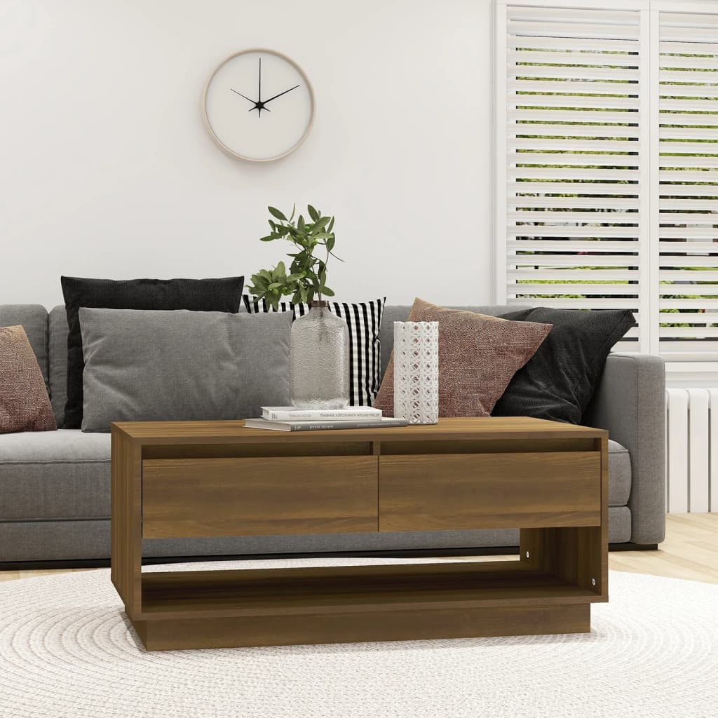 Salongbord brun eik 102,5x55x44 cm konstruert tre