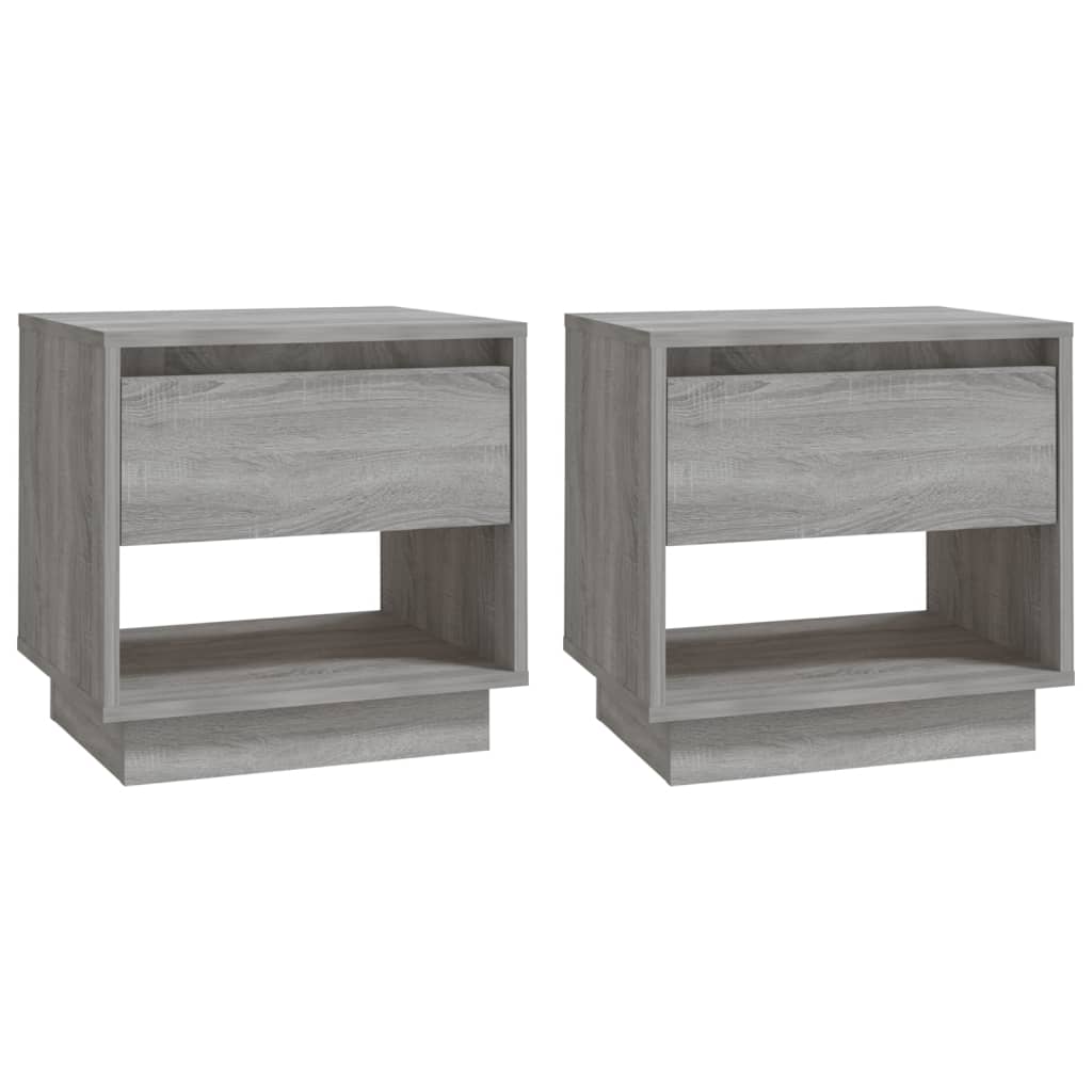 Nattbord 2 stk grå sonoma eik 45x34x44 cm konstruert tre
