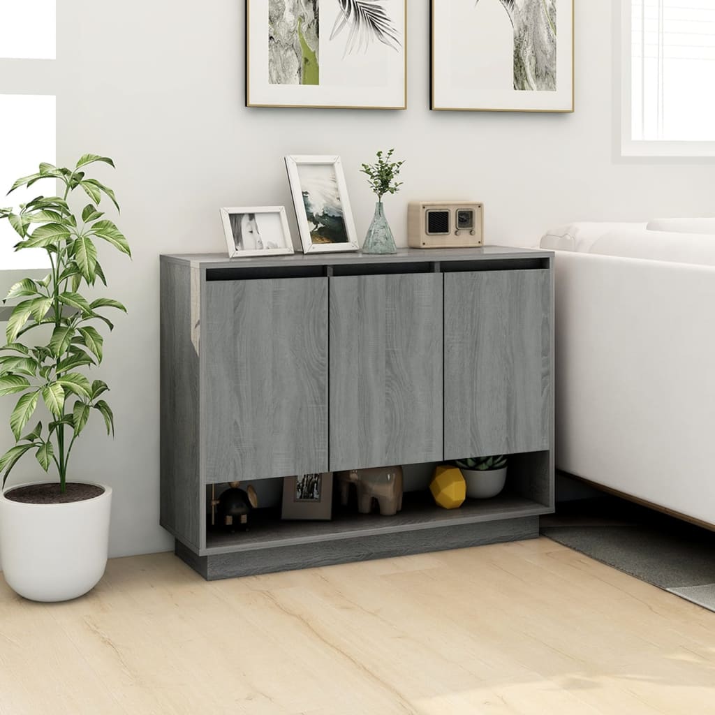 Skjenk grå sonoma eik 97x31x75 cm konstruert tre