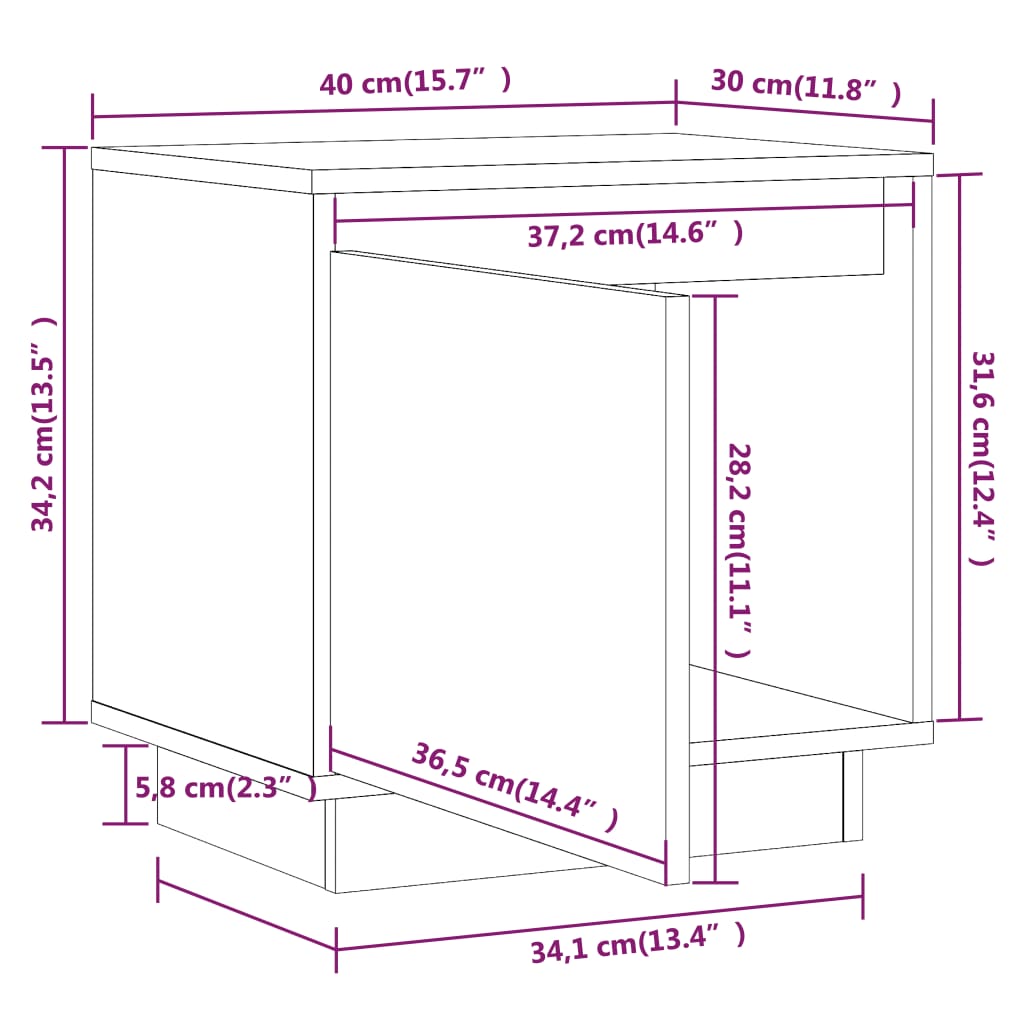 Nattbord 2 stk honningbrun 40x30x40 cm heltre furu