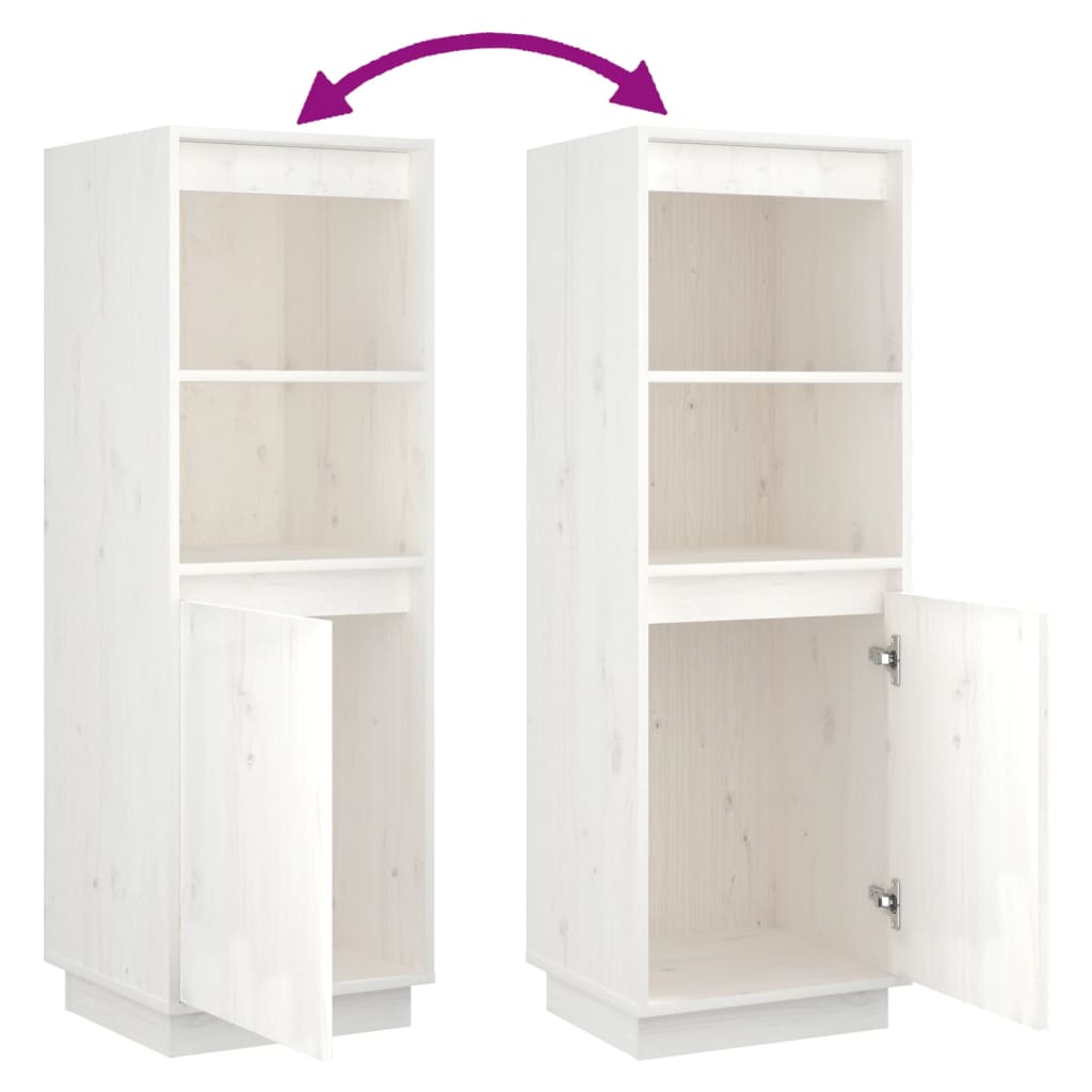 Highboard hvit 37x34x110 cm heltre furu