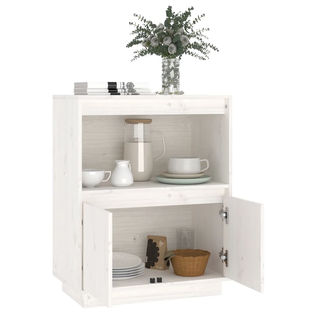 Skjenk hvit 60x34x75 cm heltre furu
