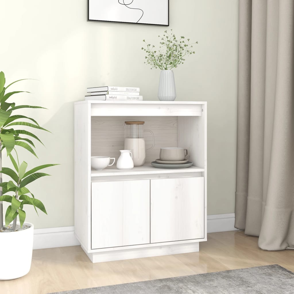 Skjenk hvit 60x34x75 cm heltre furu