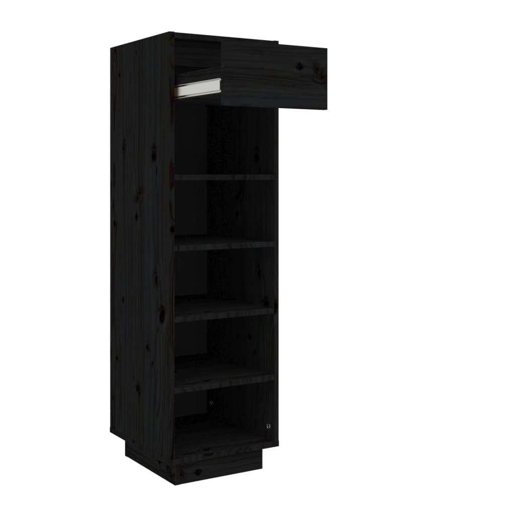 Skoskap svart 34x30x105 cm heltre furu