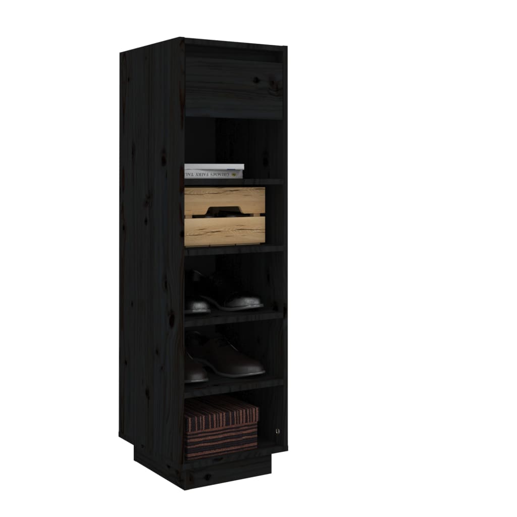 Skoskap svart 34x30x105 cm heltre furu