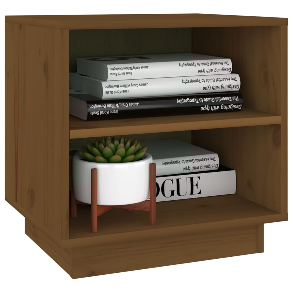 Nattbord 2 stk honningbrun 40x34x40 cm heltre furu