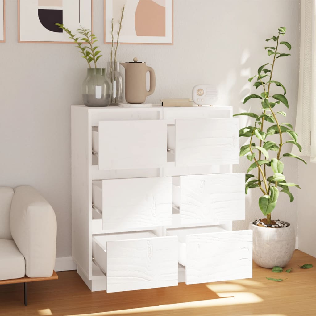 Skjenker 2 stk hvit 32x34x75 cm heltre furu