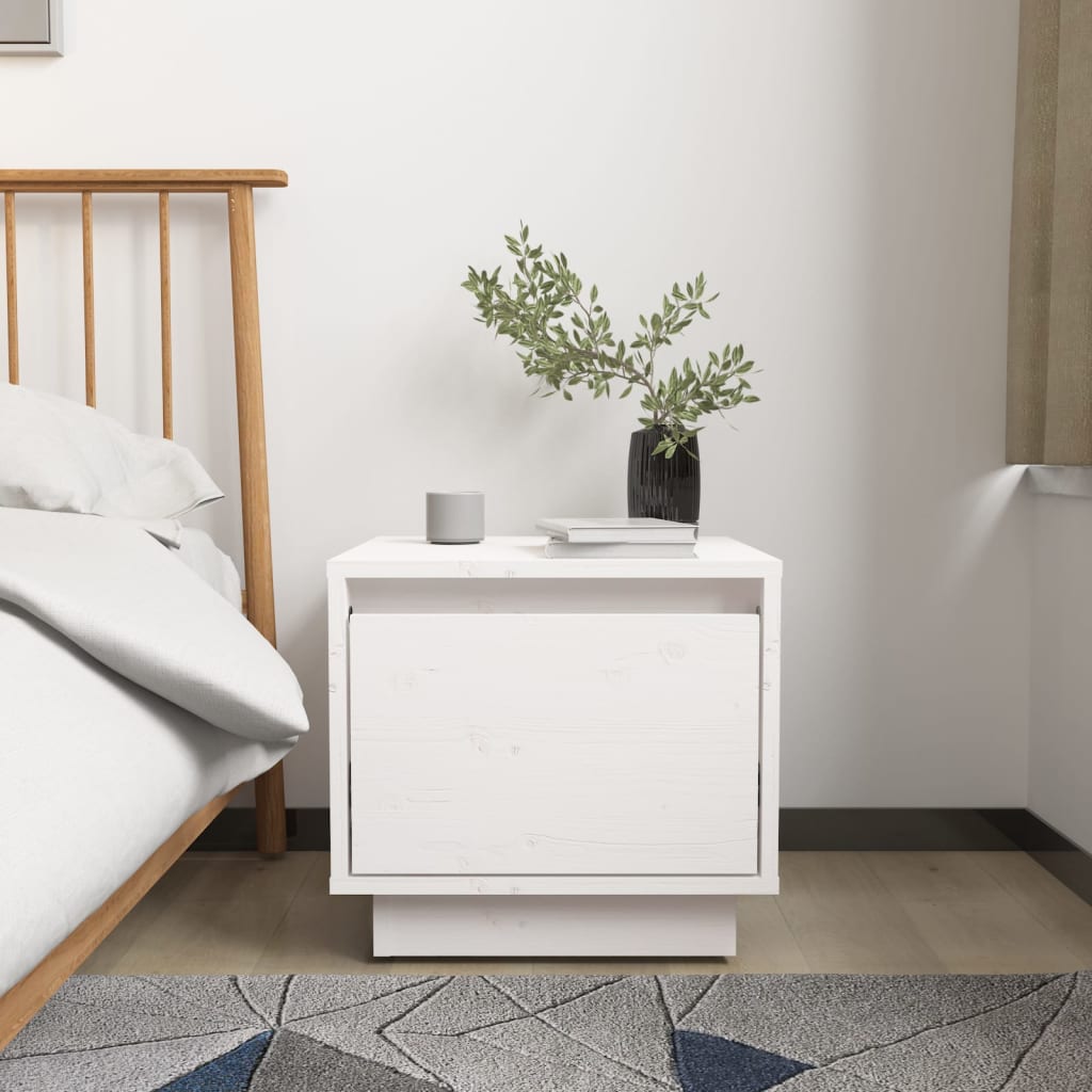 Nattbord 2 stk hvit 35x34x32 cm heltre furu
