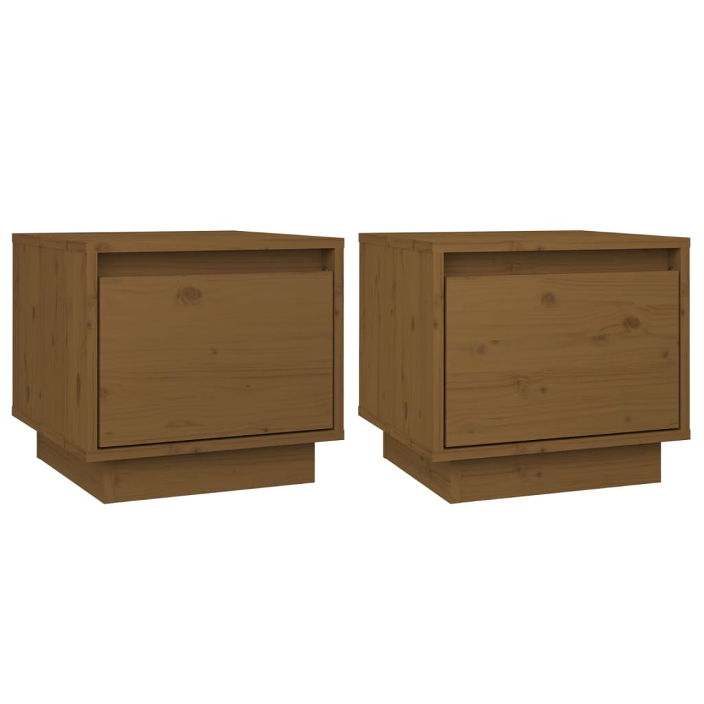 Nattbord 2 stk honningbrun 35x34x32 cm heltre furu