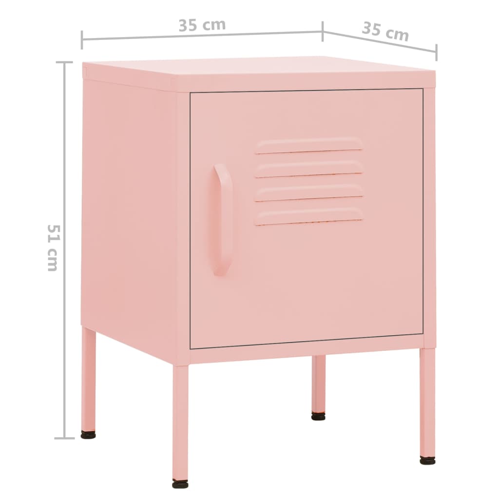 Nattbord 2 stk rosa 35x35x51 cm stål