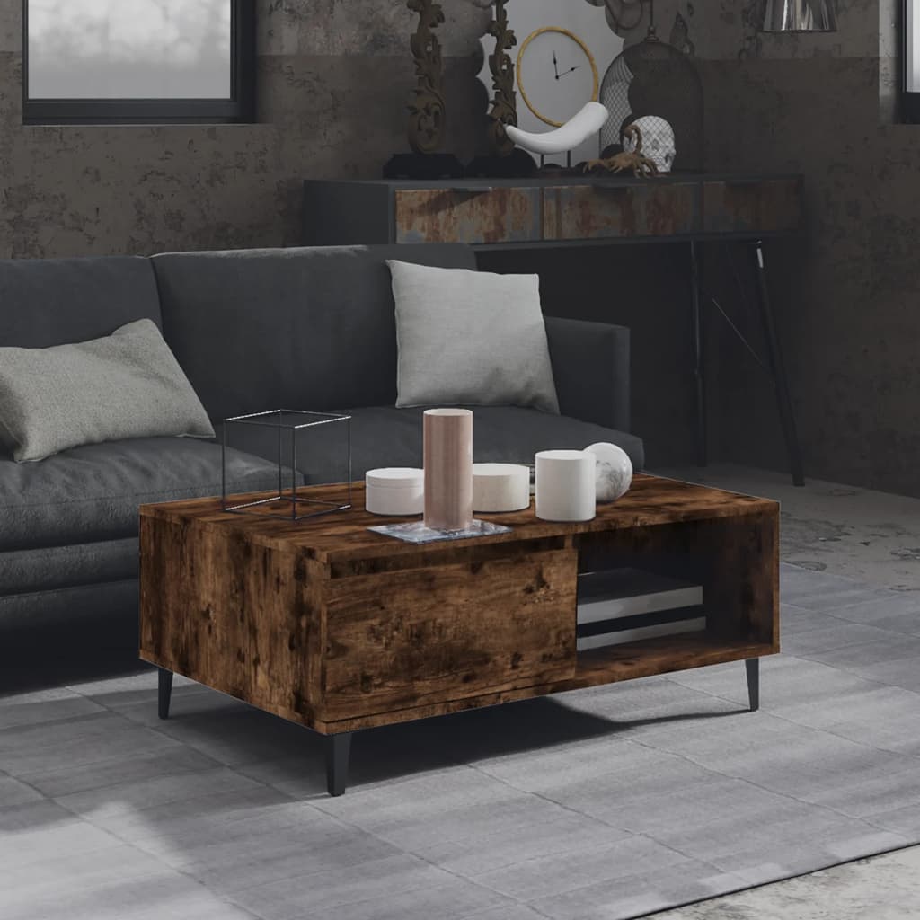 Salongbord røkt eik 90x60x35 cm konstruert tre