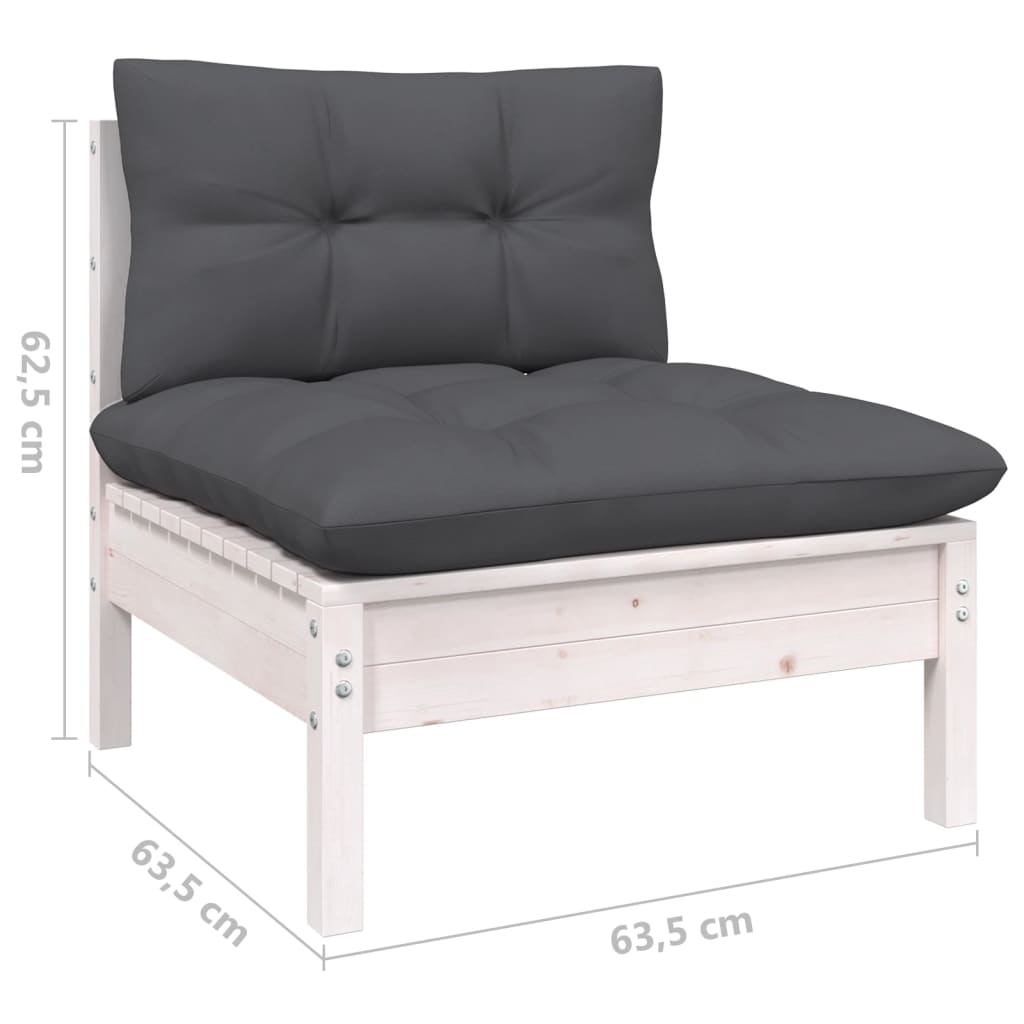 Hagesofagruppe med puter 10 deler hvit heltre furu