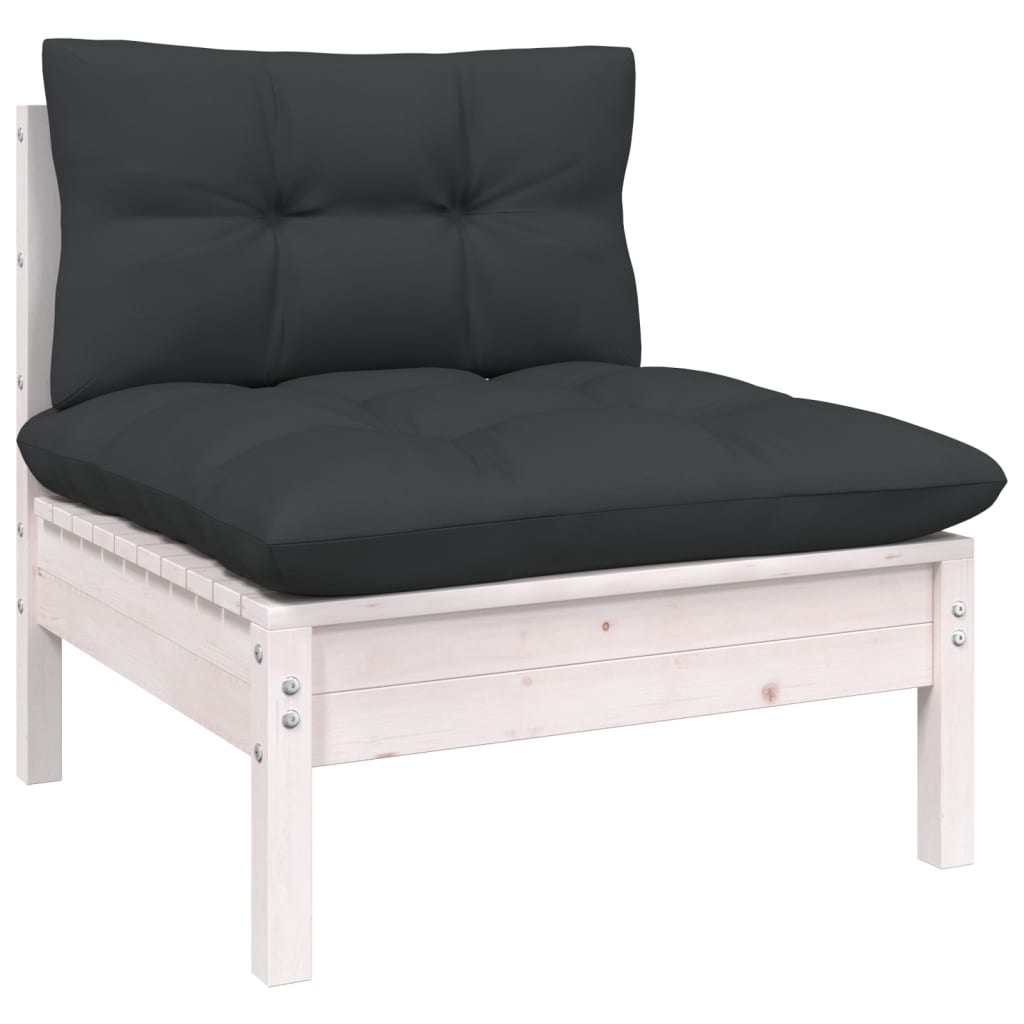 Hagesofagruppe med puter 5 deler hvit heltre furu