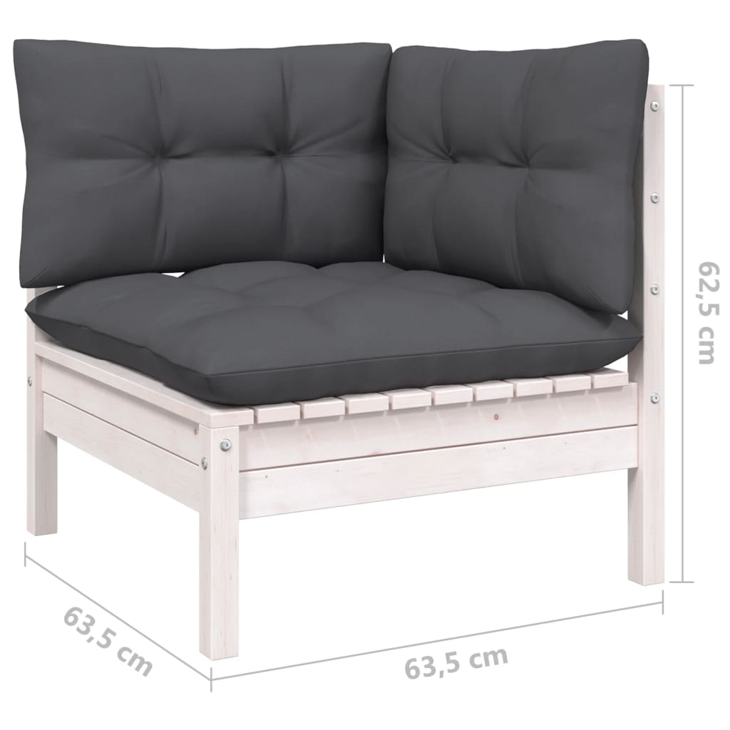 Hagesofagruppe med puter 10 deler hvit heltre furu