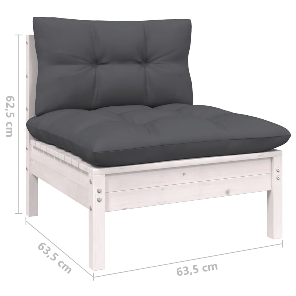 Hagesofagruppe med puter 10 deler hvit heltre furu