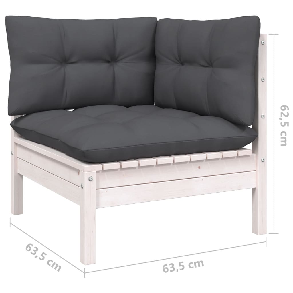 Hagesofagruppe med puter 10 deler hvit heltre furu