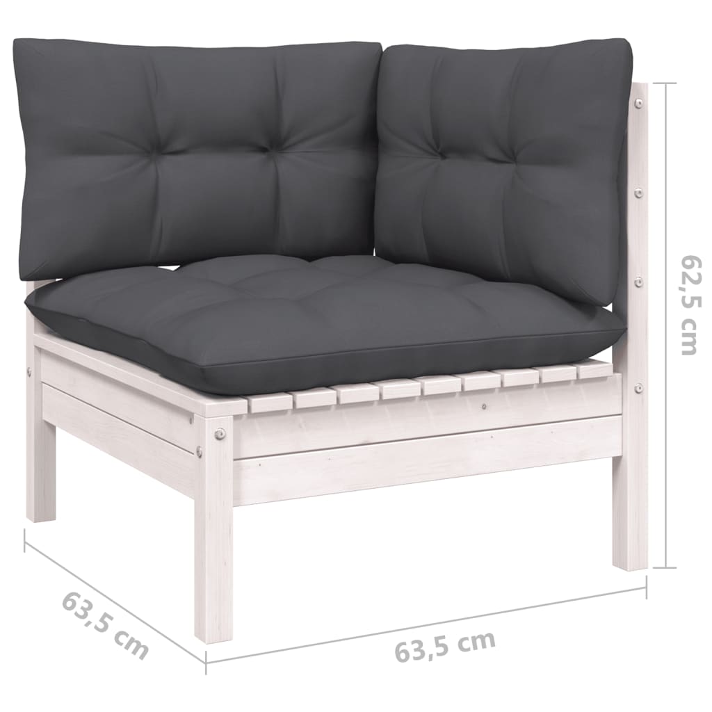 Hagesofagruppe med puter 10 deler hvit heltre furu