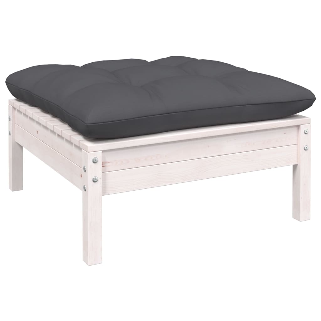Hagesofagruppe med puter 10 deler hvit heltre furu
