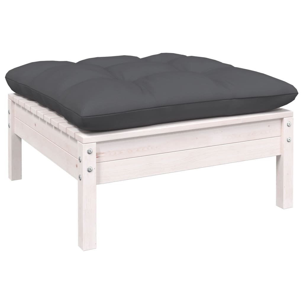 Hagesofagruppe med puter 10 deler hvit heltre furu