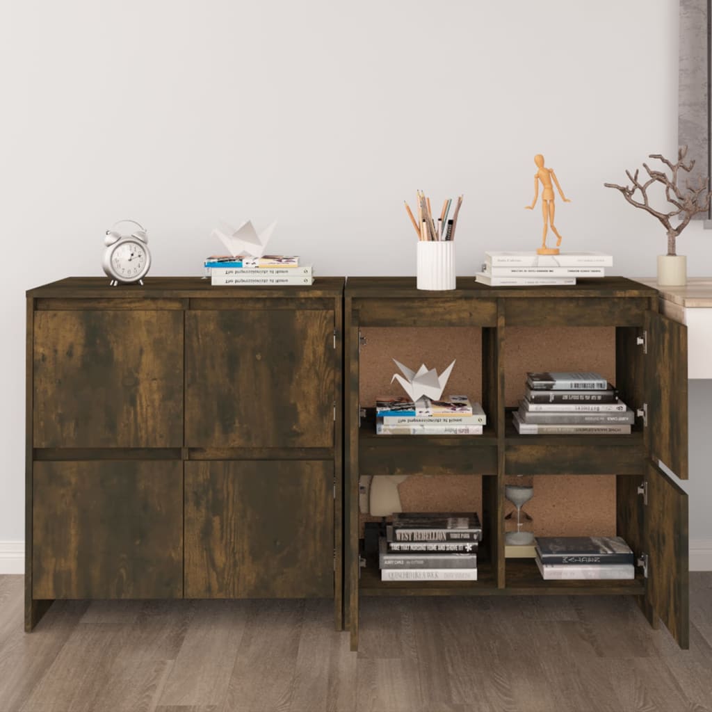 Skjenker 2 stk røkt eik 70x41x75 cm konstruert tre
