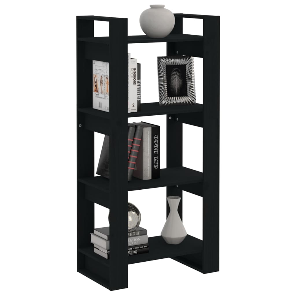 Bokhylle/romdeler svart 60x35x125 cm heltre