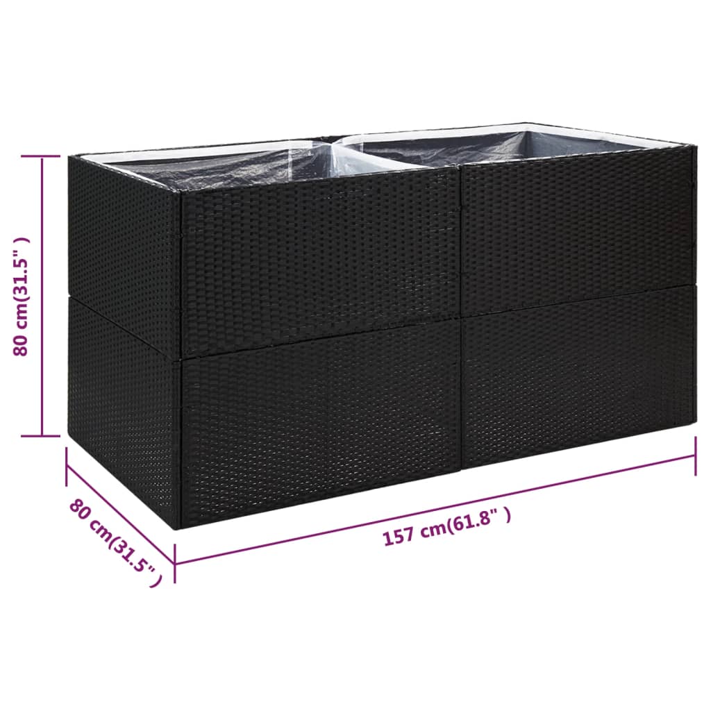 Plantekasse svart 157x80x80 cm polyrotting