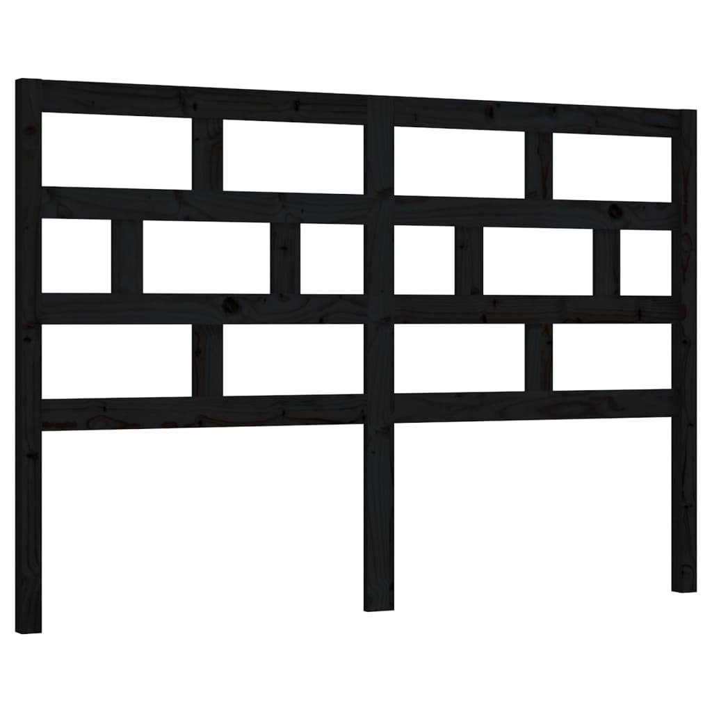 Sengegavl svart 126x4x100 cm heltre furu
